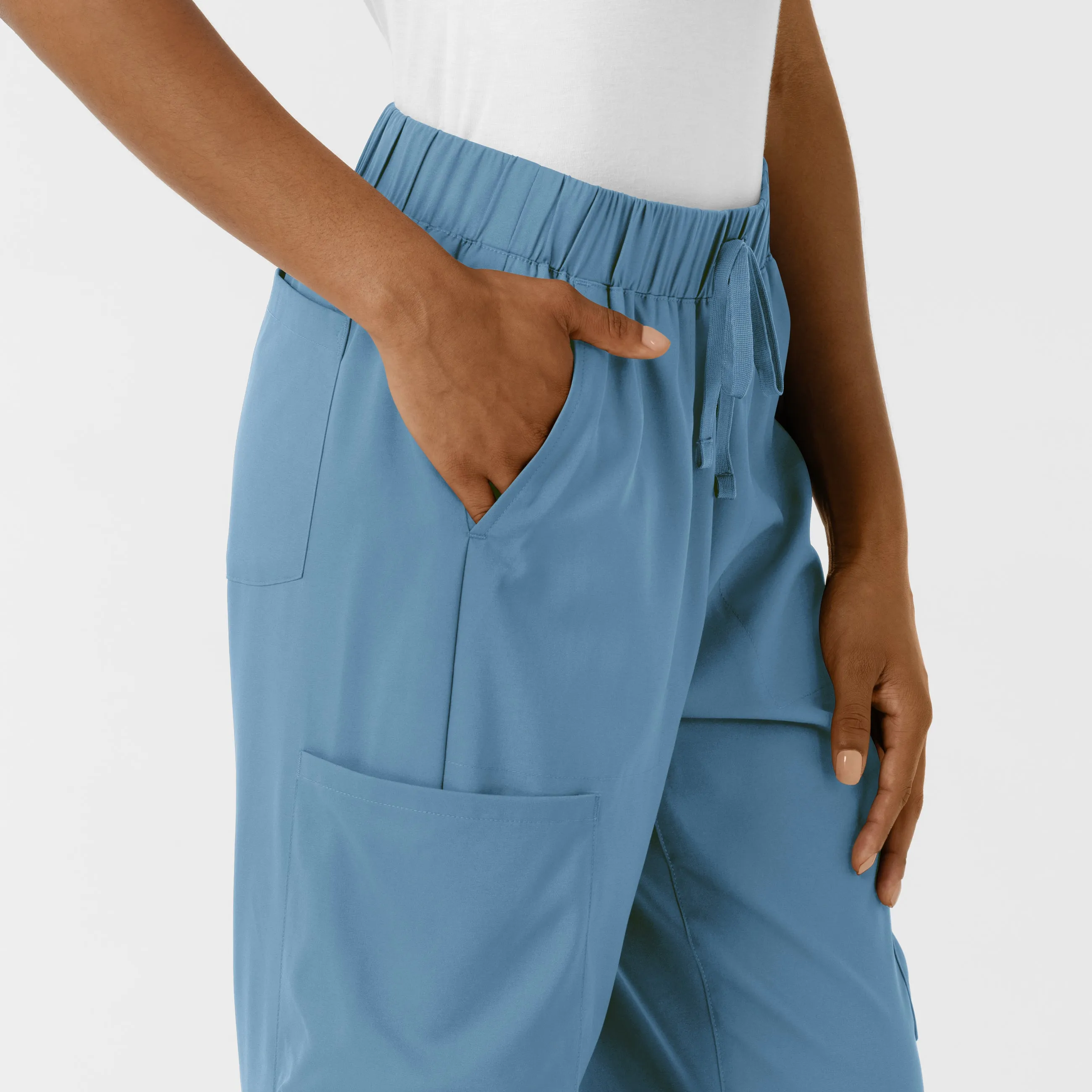 Boundless Women's Classic Wide Leg Cargo Scrub Pant - Pacific Blue