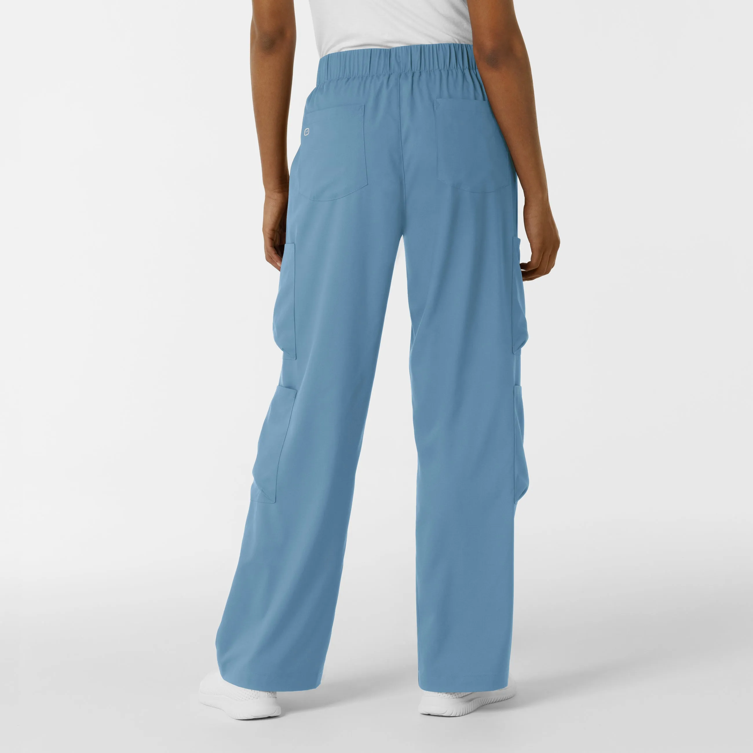 Boundless Women's Classic Wide Leg Cargo Scrub Pant - Pacific Blue