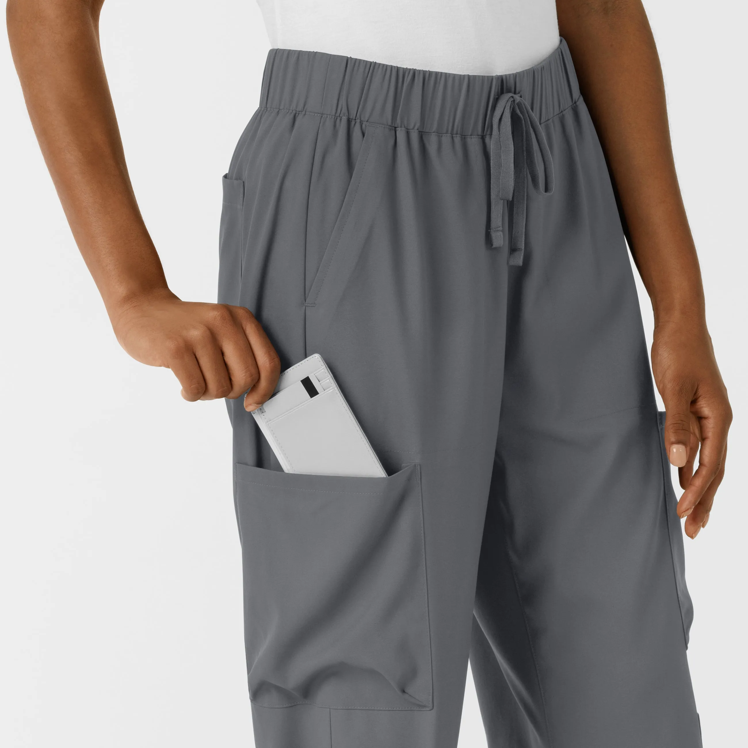Boundless Women's Classic Wide Leg Cargo Scrub Pant - Pewter