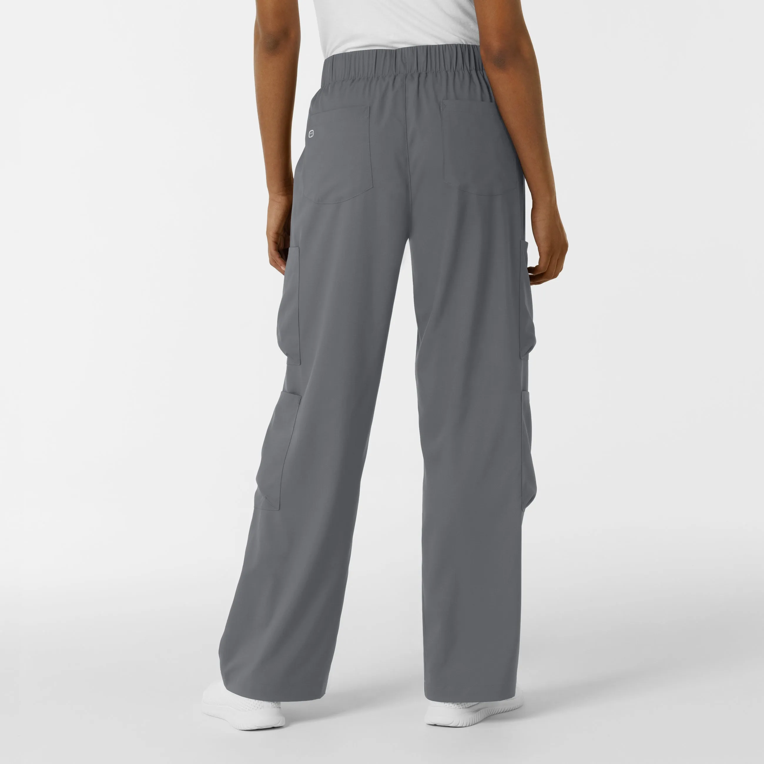 Boundless Women's Classic Wide Leg Cargo Scrub Pant - Pewter