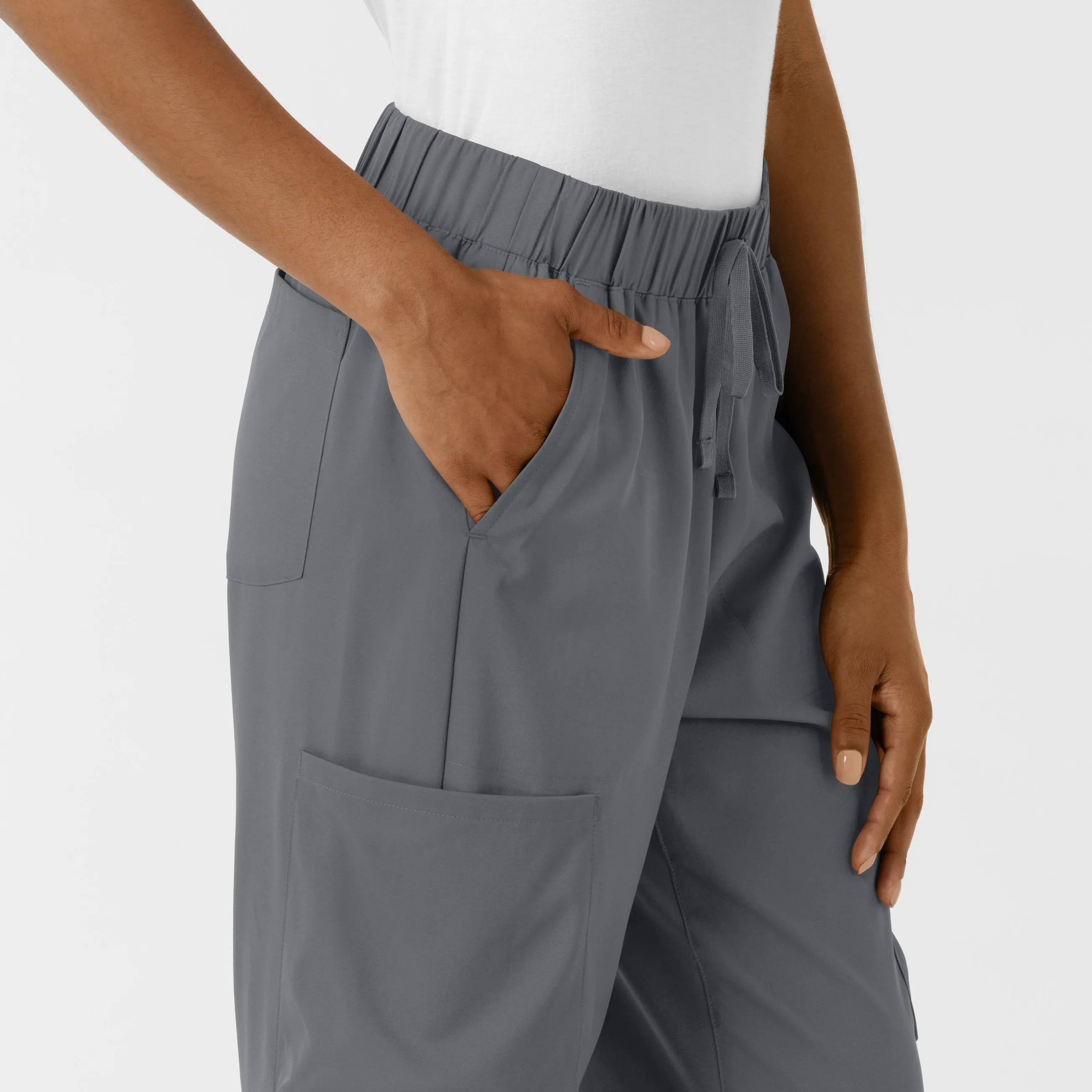 Boundless Women's Classic Wide Leg Cargo Scrub Pant - Pewter