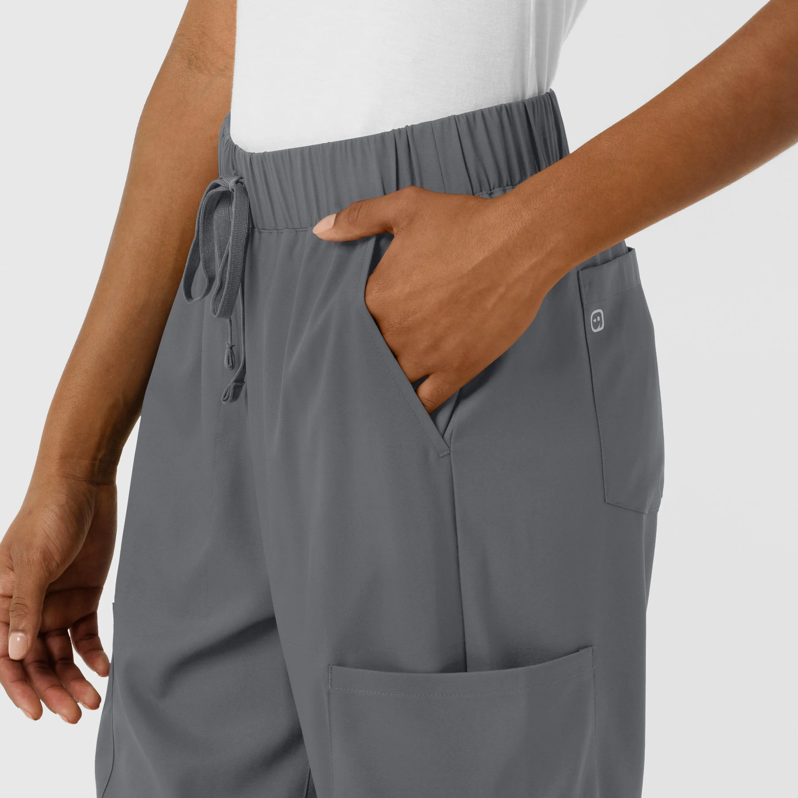 Boundless Women's Classic Wide Leg Cargo Scrub Pant - Pewter