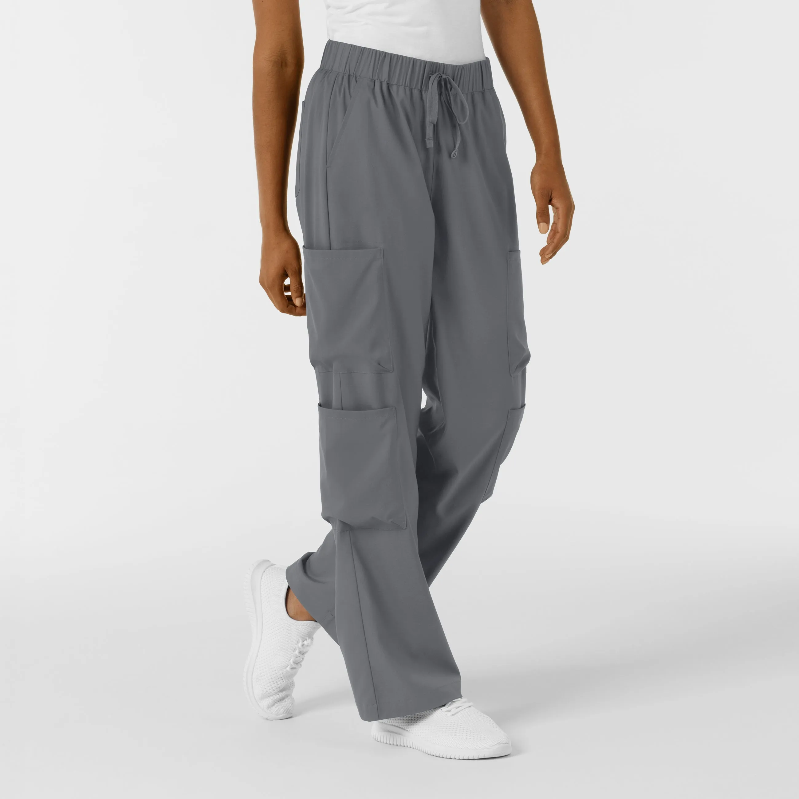 Boundless Women's Classic Wide Leg Cargo Scrub Pant - Pewter
