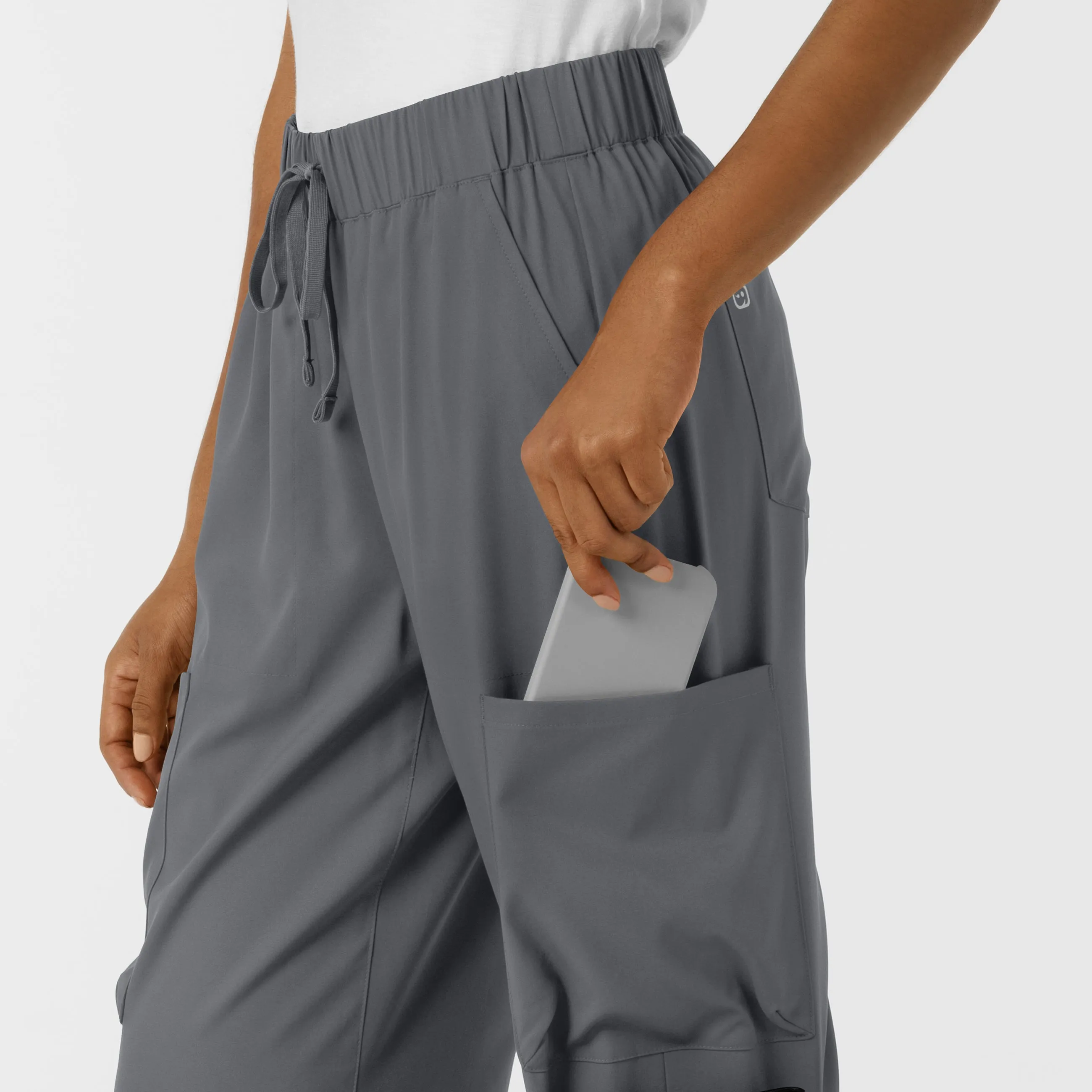 Boundless Women's Classic Wide Leg Cargo Scrub Pant - Pewter