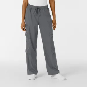 Boundless Women's Classic Wide Leg Cargo Scrub Pant - Pewter