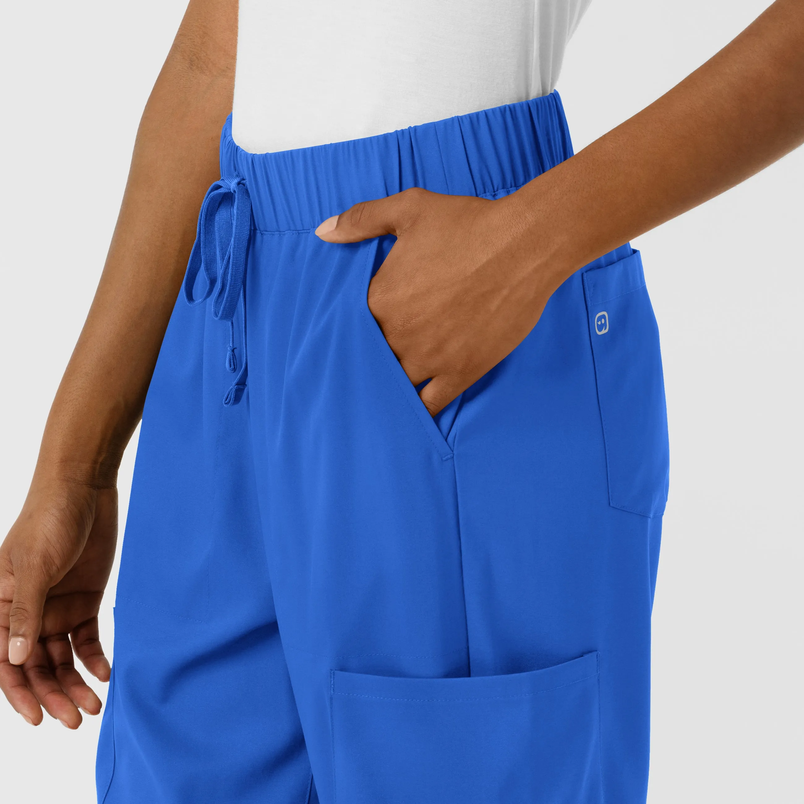 Boundless Women's Classic Wide Leg Cargo Scrub Pant - Royal