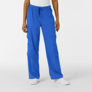 Boundless Women's Classic Wide Leg Cargo Scrub Pant - Royal