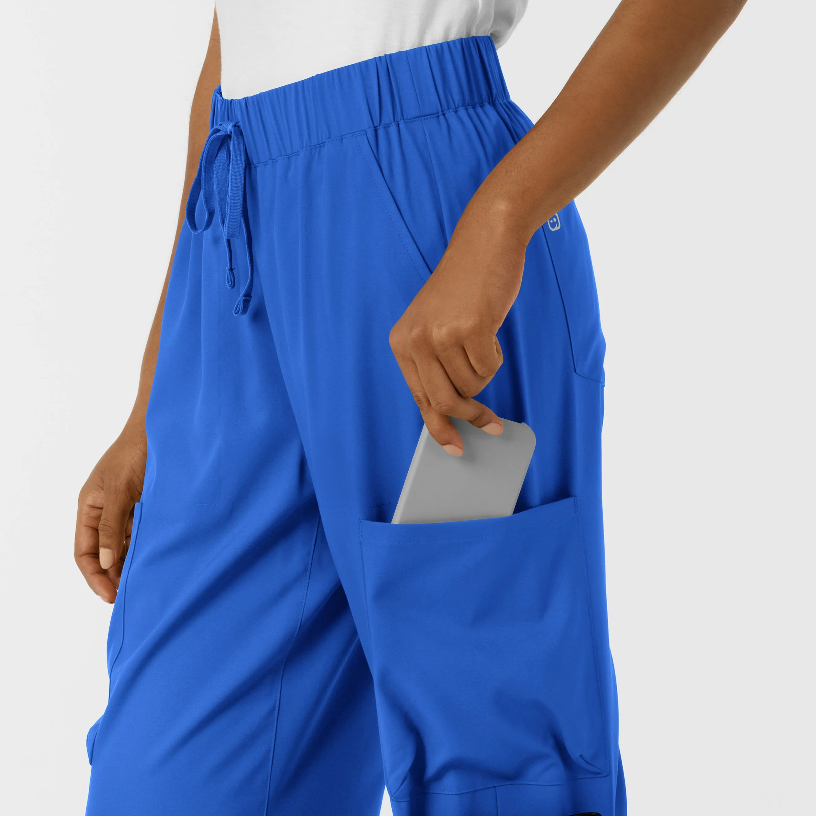 Boundless Women's Classic Wide Leg Cargo Scrub Pant - Royal