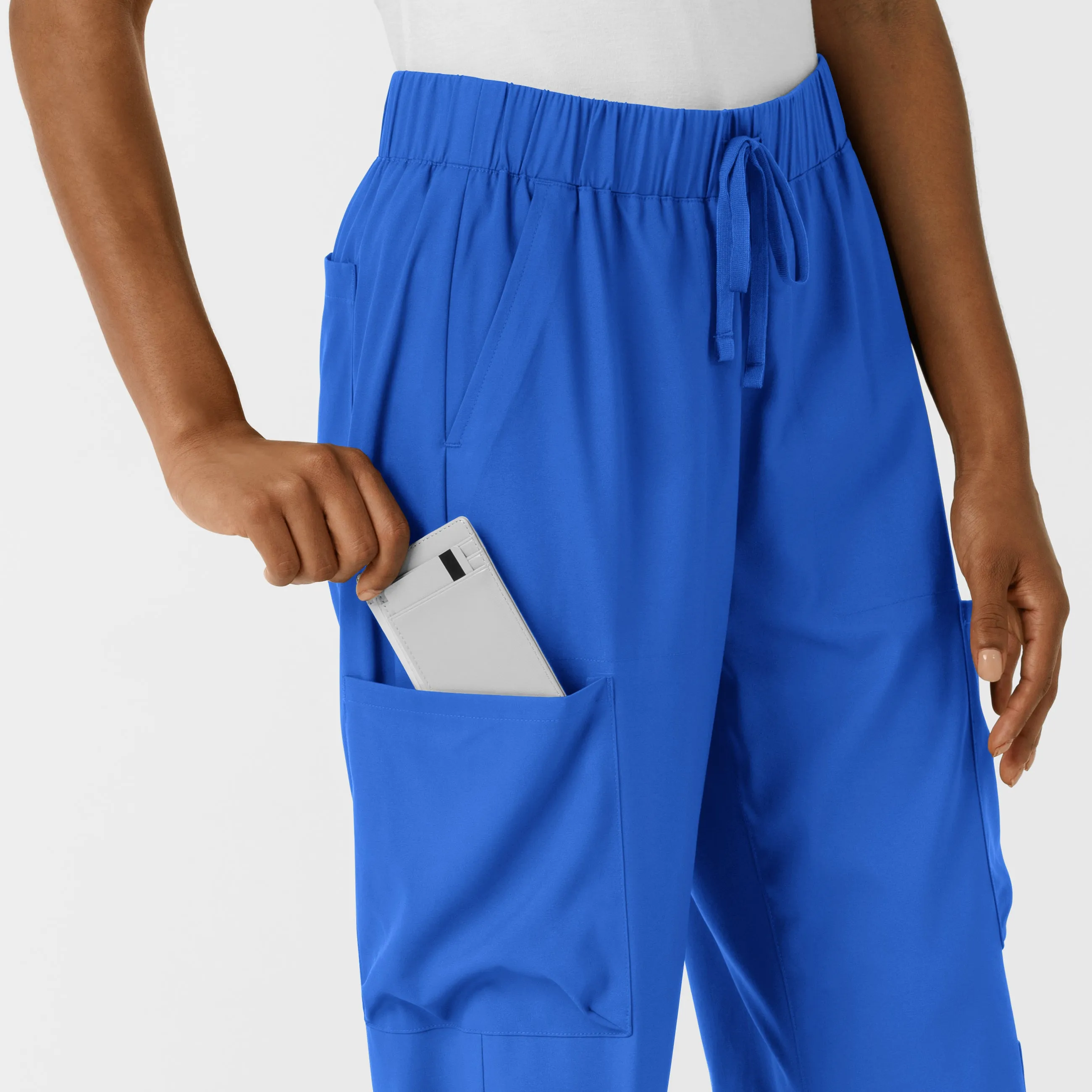 Boundless Women's Classic Wide Leg Cargo Scrub Pant - Royal