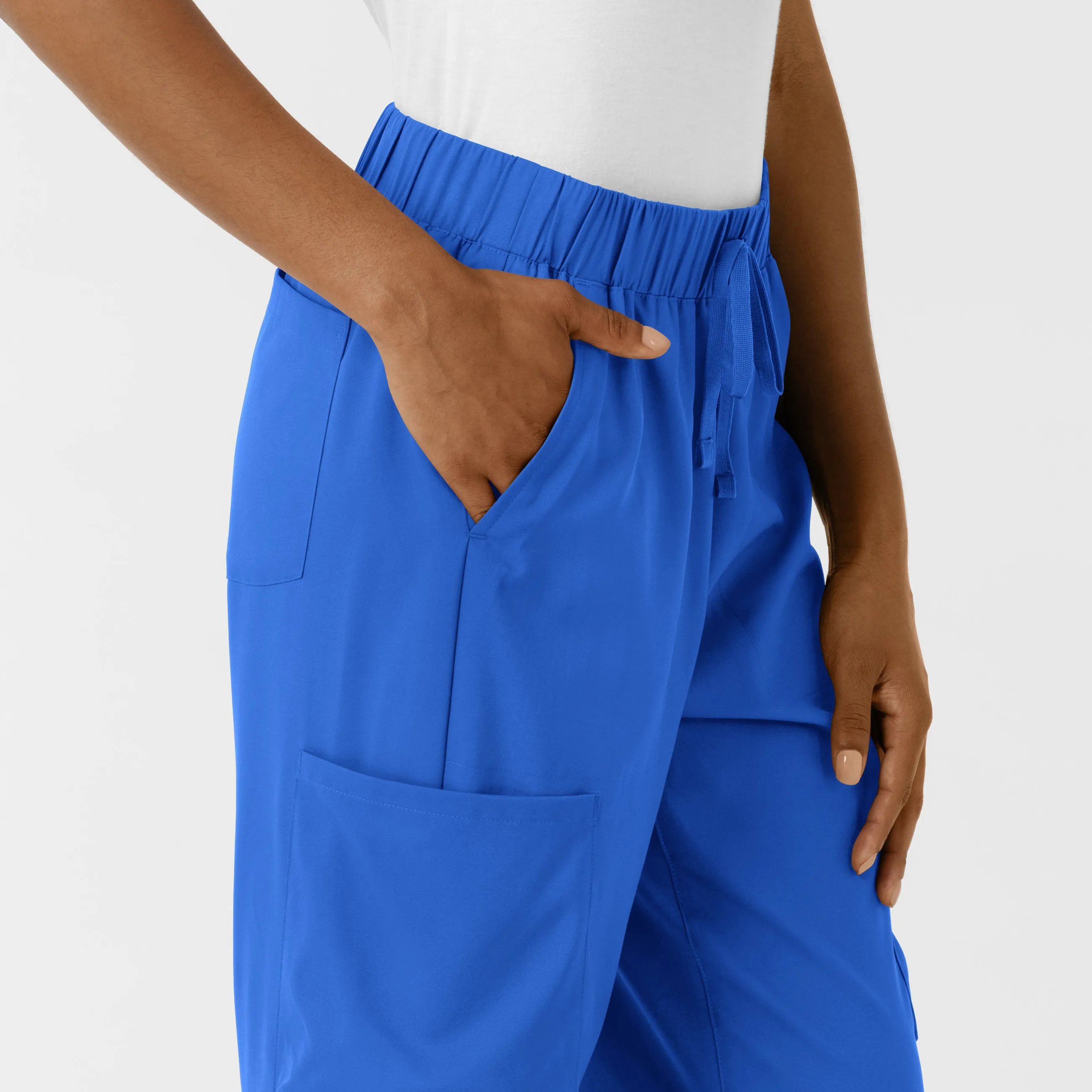 Boundless Women's Classic Wide Leg Cargo Scrub Pant - Royal