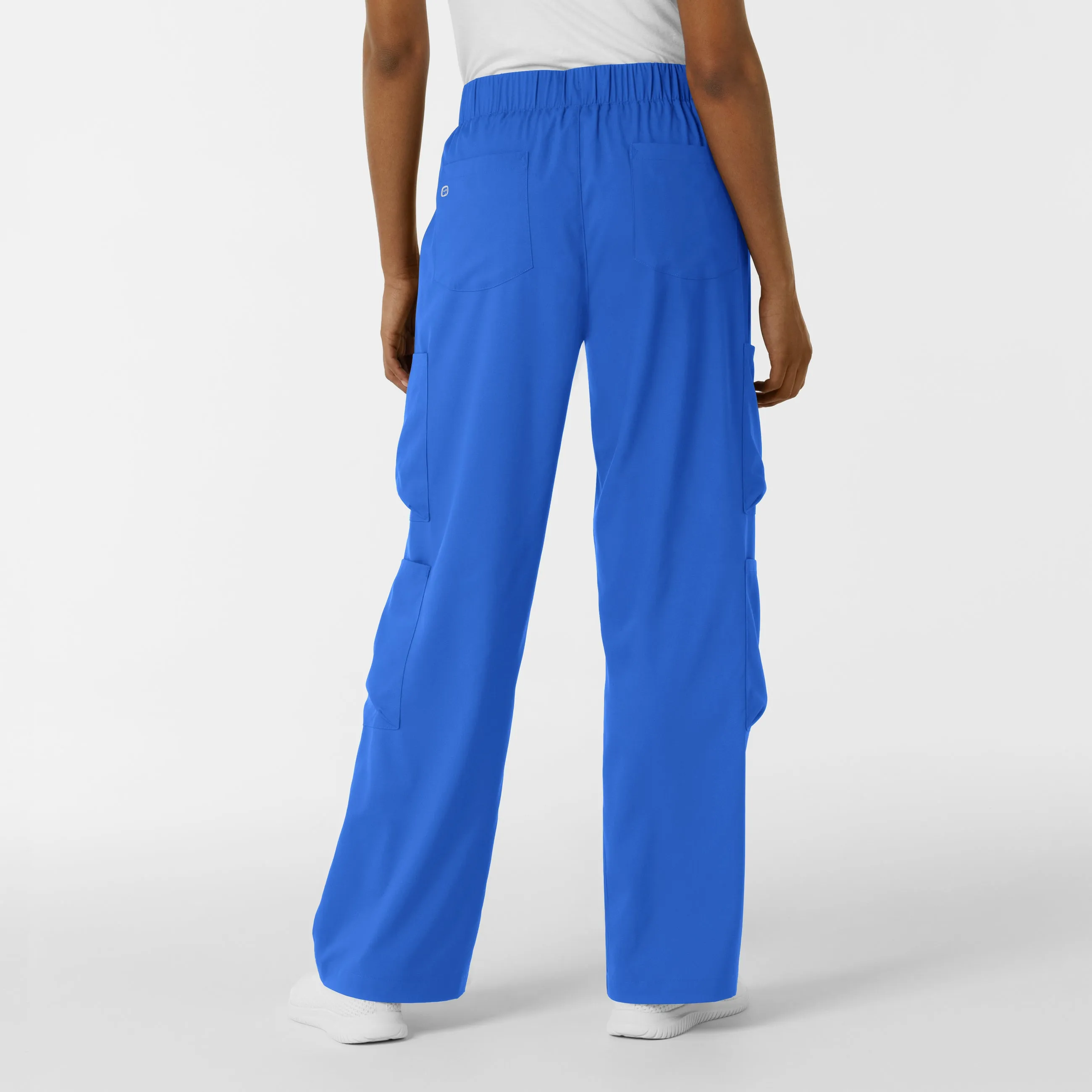 Boundless Women's Classic Wide Leg Cargo Scrub Pant - Royal