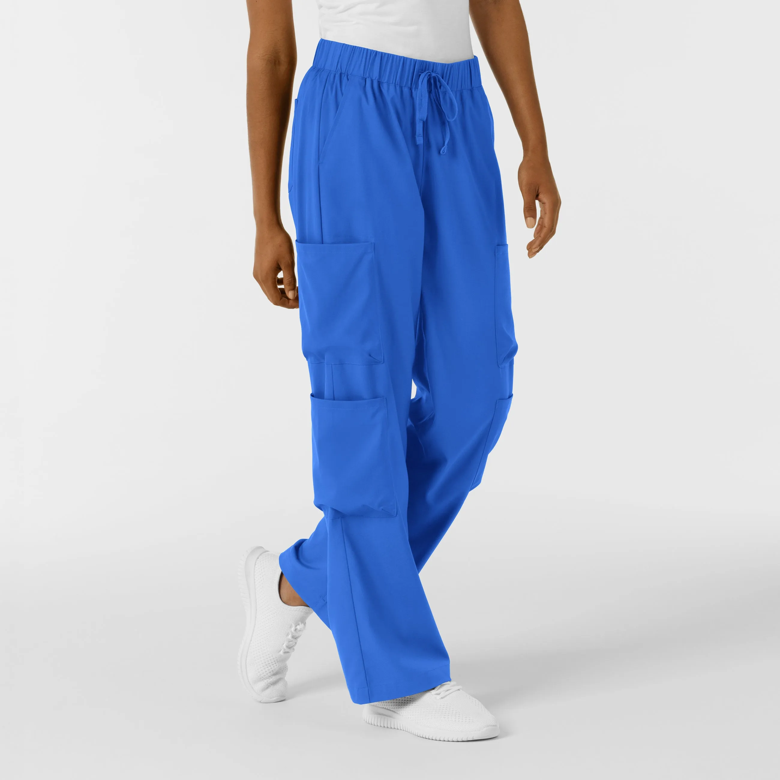 Boundless Women's Classic Wide Leg Cargo Scrub Pant - Royal