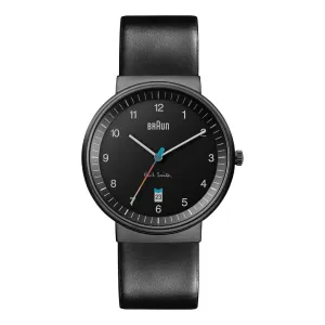 Braun x Paul Smith Limited Edition BN0032 Classic Watch Black Dial and Black Leather Strap