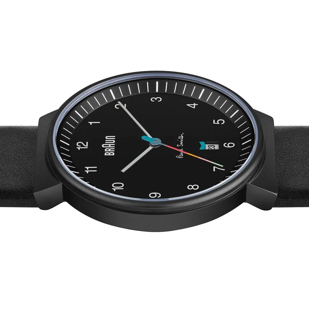 Braun x Paul Smith Limited Edition BN0032 Classic Watch Black Dial and Black Leather Strap