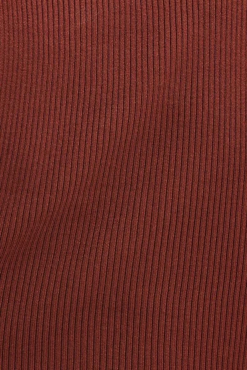 Brown Knit Top Sleeveless Crop