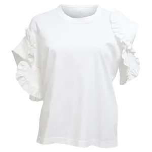 Comme des Garçons Ruffled T-shirt in White Cotton