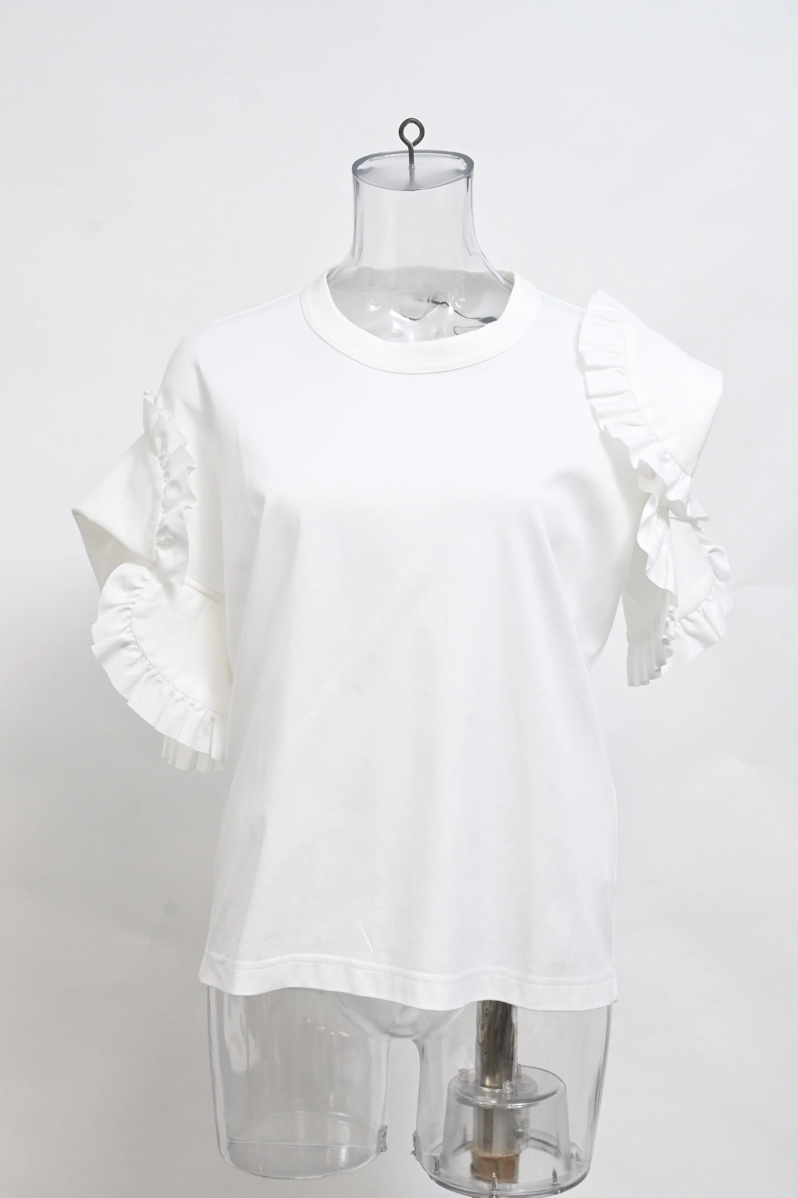Comme des Garçons Ruffled T-shirt in White Cotton