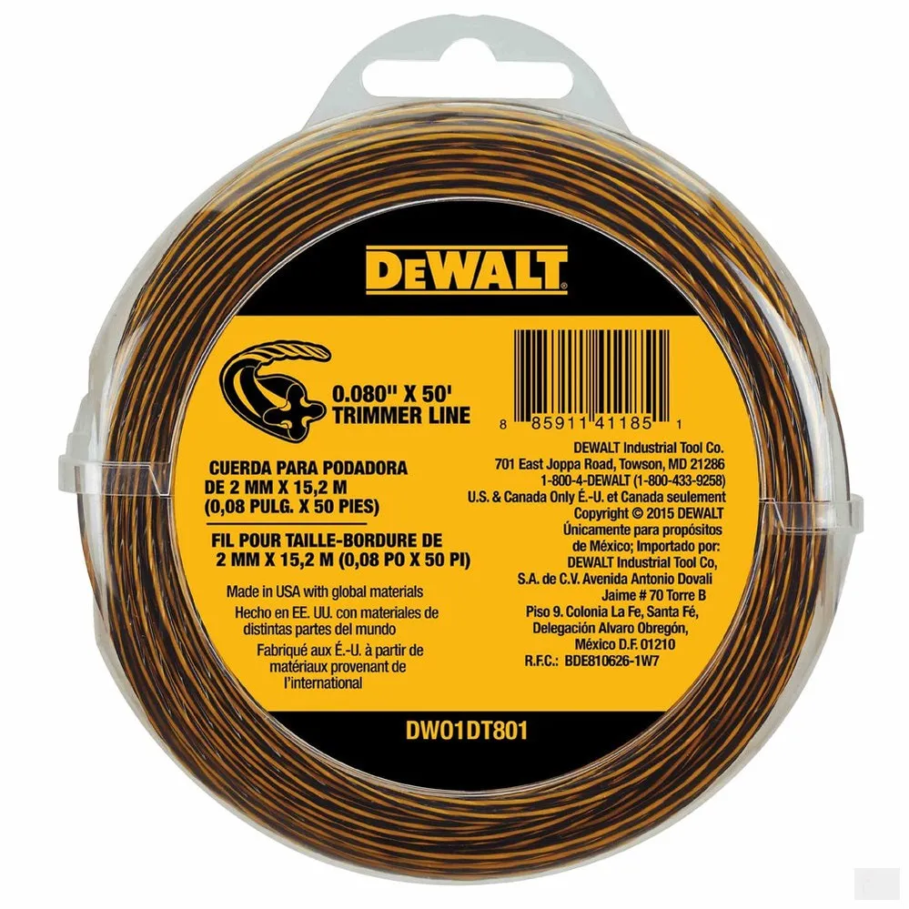 Dewalt 0.080 in x 50 ft Trimmer Line DWO1DT801