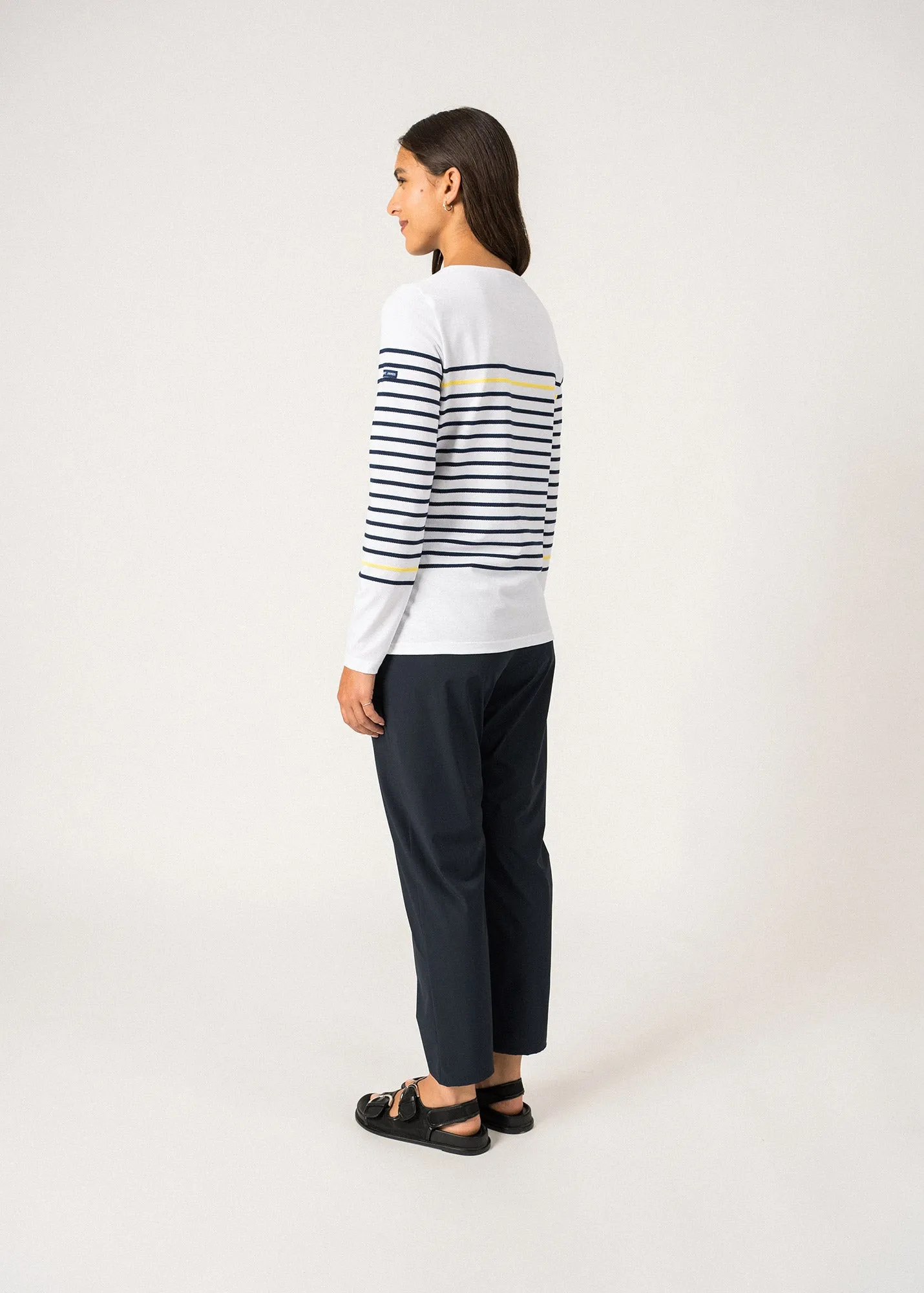 ETEL - MarinièreTee with Textured Stripes | 100% Cotton (WHITE / NAVY / YELLOW)
