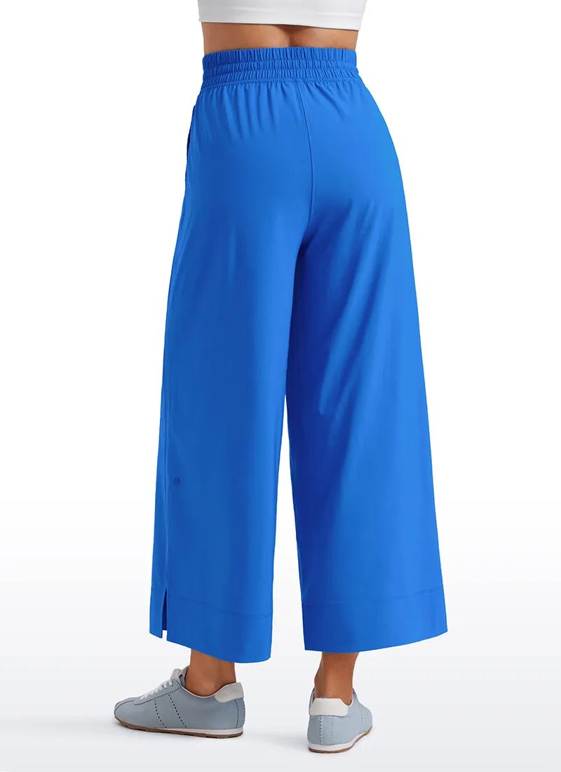 Feathery-Fit Soft Wide Leg High Waisted Capri Pants with Pockets 25''