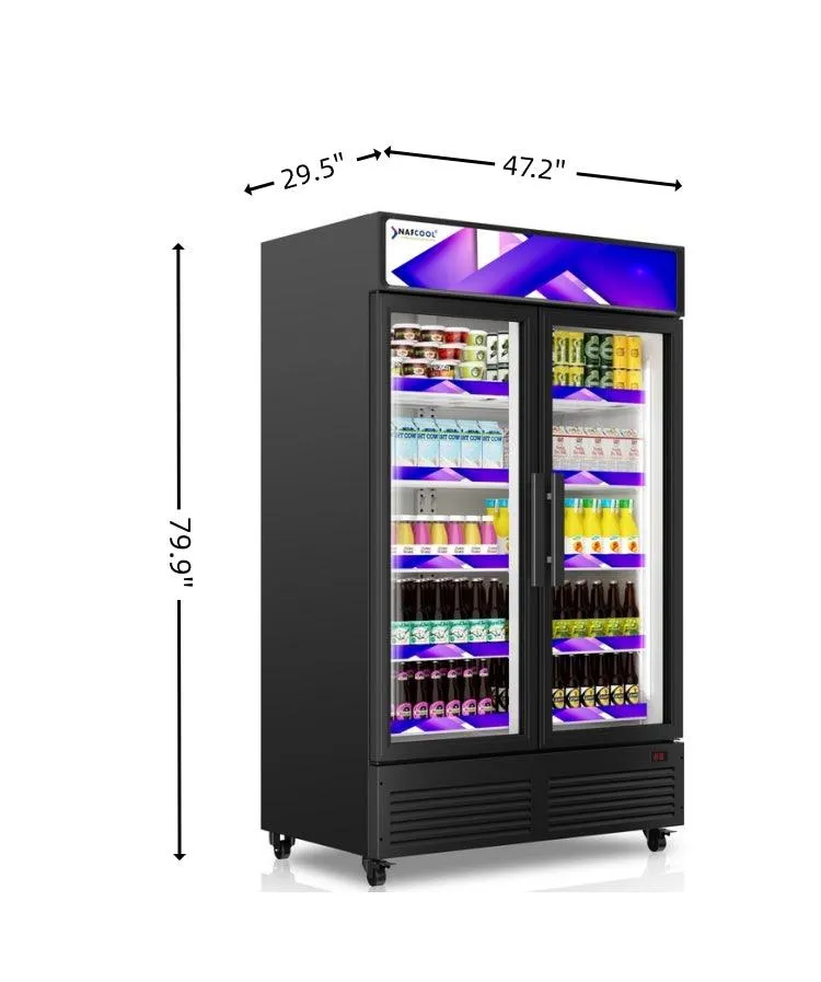 ‎GDR47(H) 47.2'' Width Two Section Swing Glass Door Merchandiser Refrigerator Model