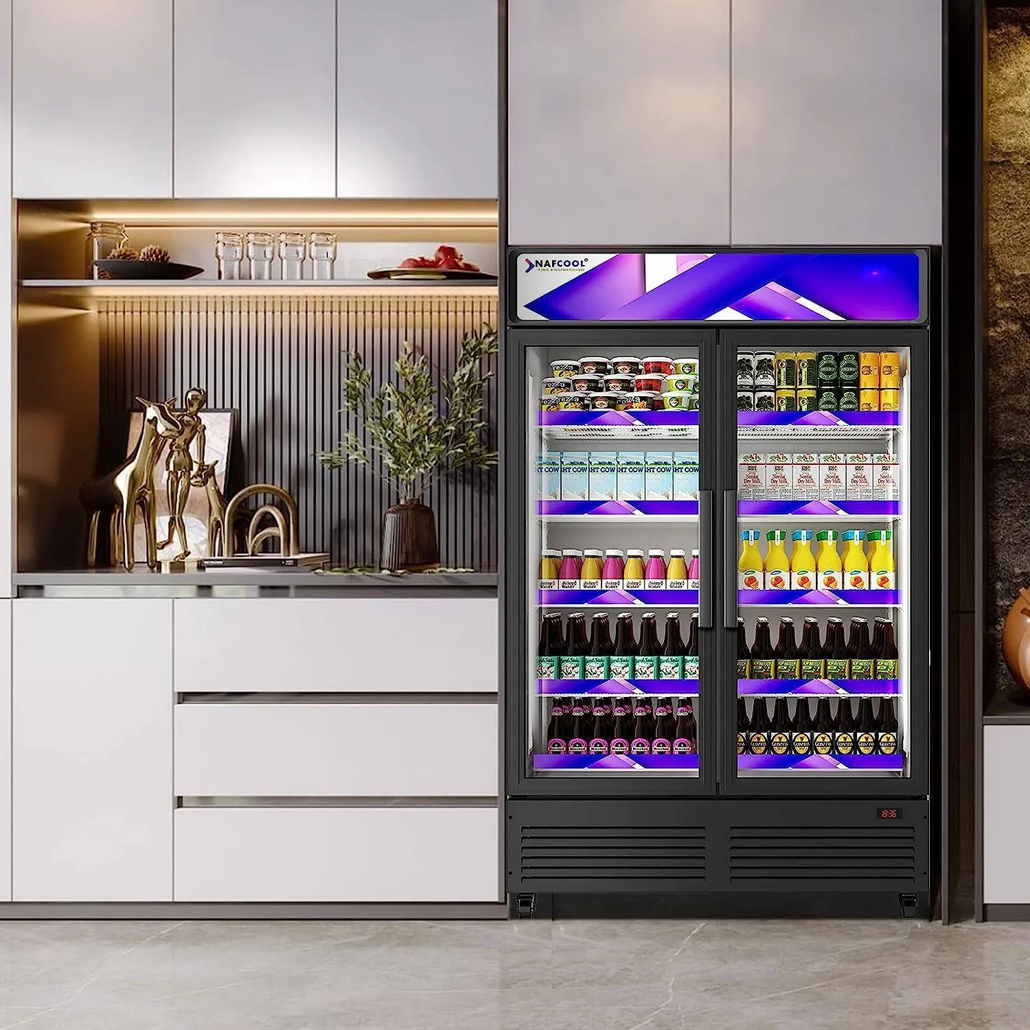 ‎GDR47(H) 47.2'' Width Two Section Swing Glass Door Merchandiser Refrigerator Model