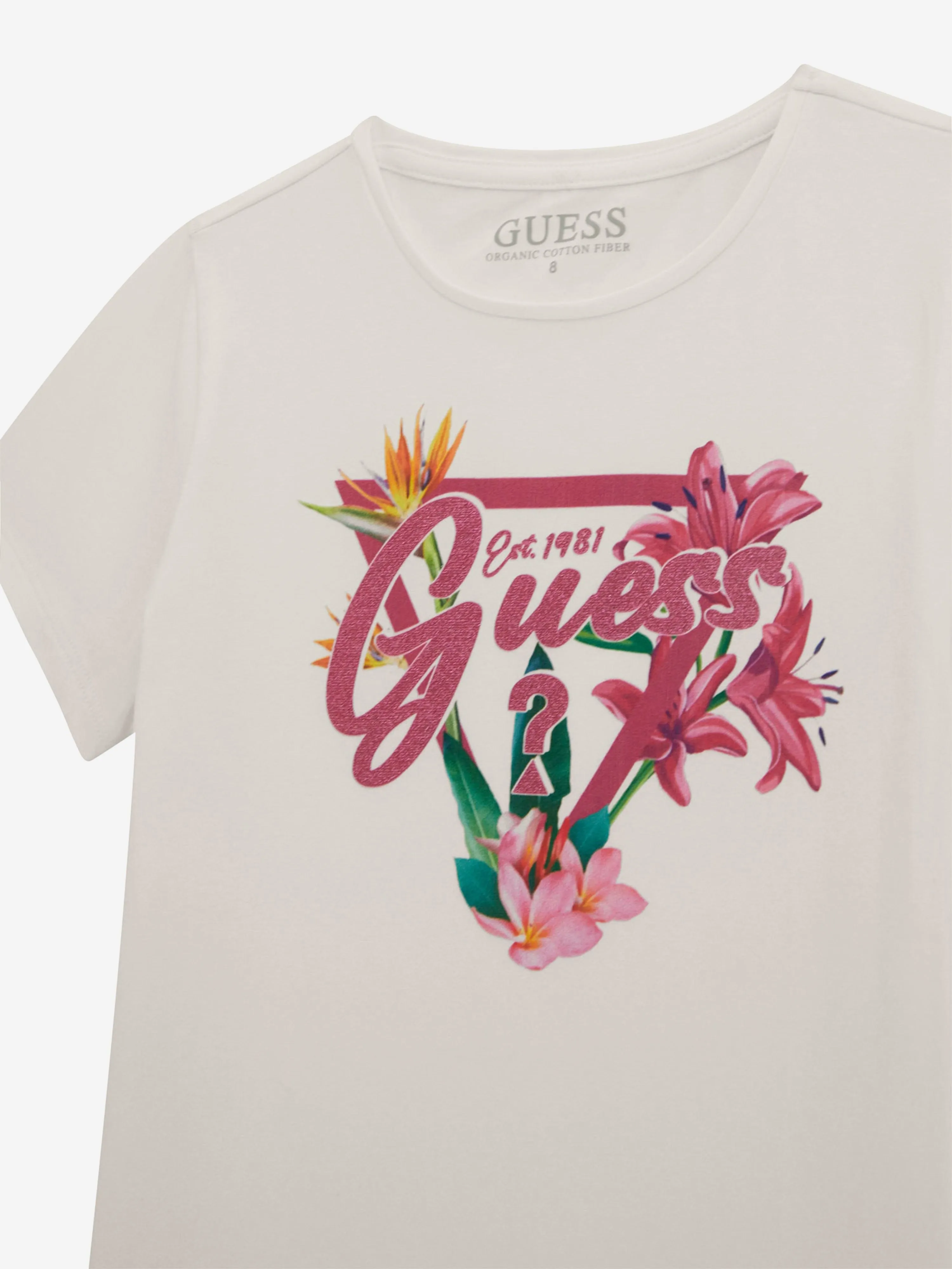 Girls Floral Logo T-Shirt in White