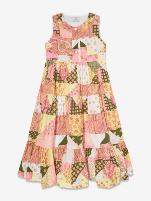 Girls Paisley Patchwork Dress in Pink