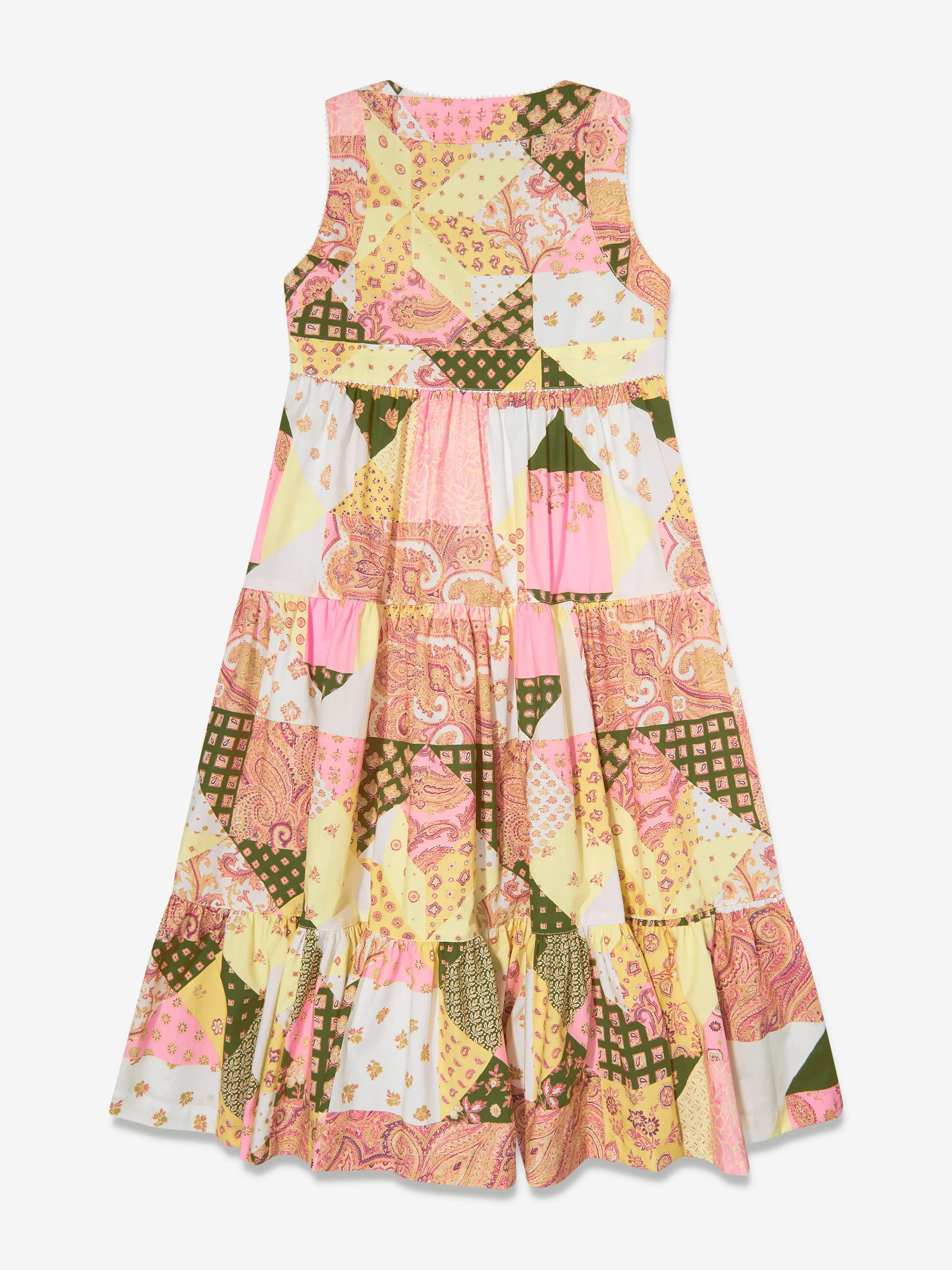 Girls Paisley Patchwork Dress in Pink
