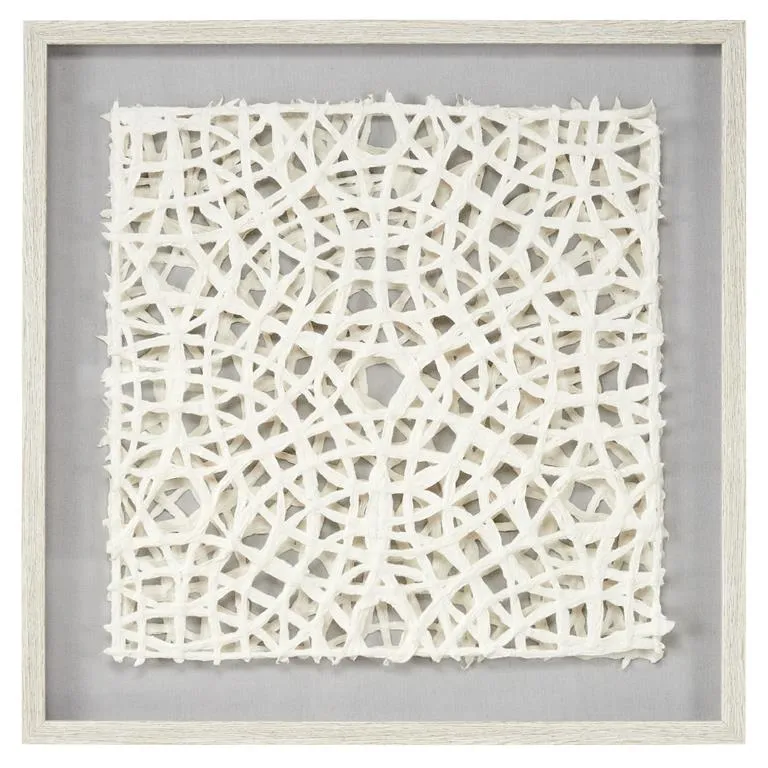GRAY WOOD GEOMETRIC HANDMADE 3D SQUARE ORIGAMI SHADOW BOX WITH CANVAS BACKING