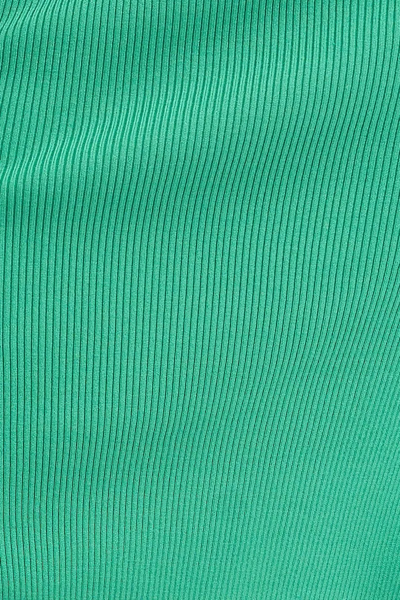 Green Knit Skirt Midi Side Split