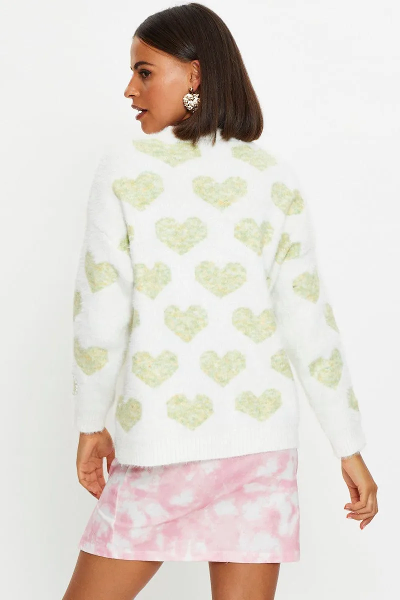 Green Love Heart Knit