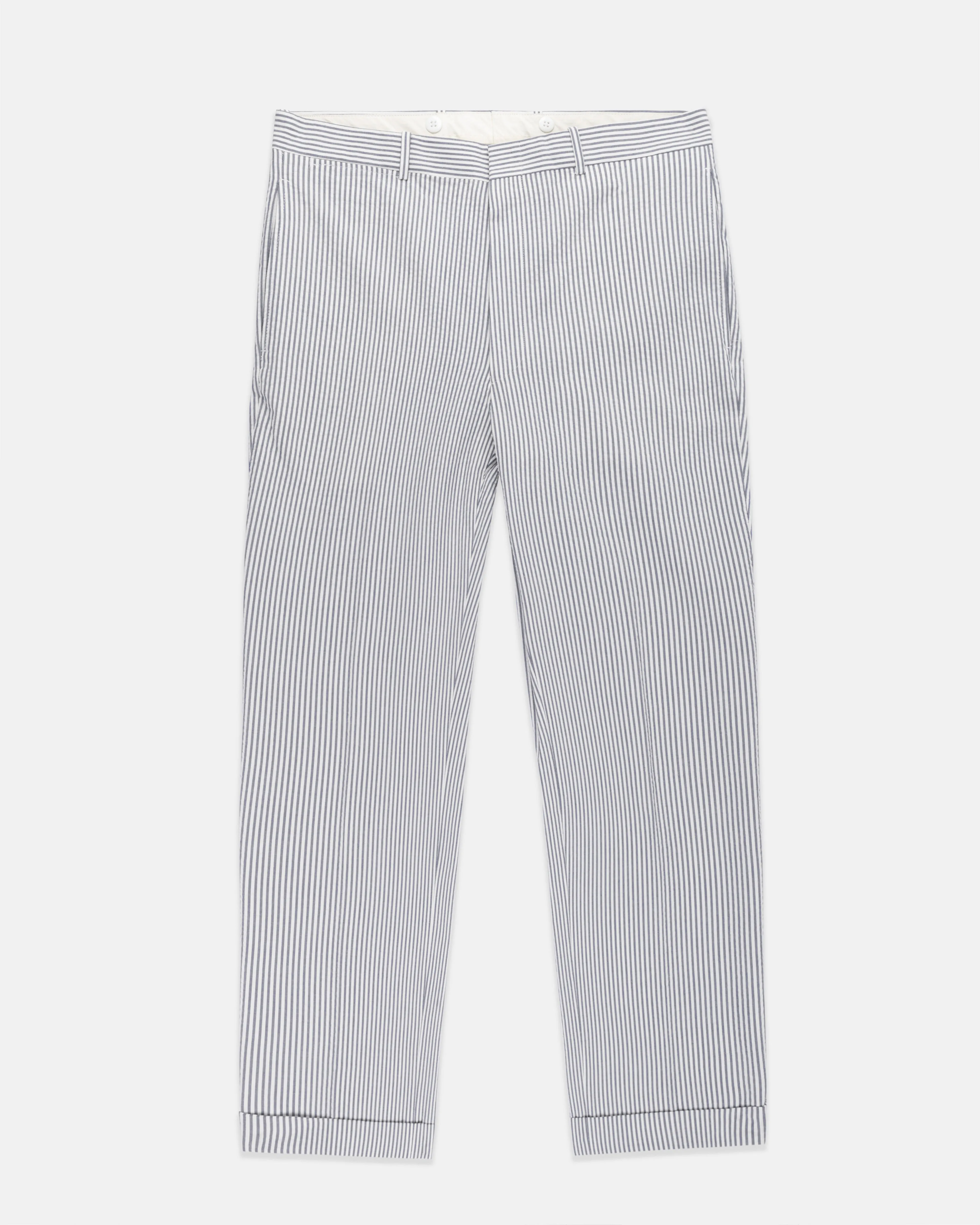 GREY/WHITE SEERSUCKER TROUSERS