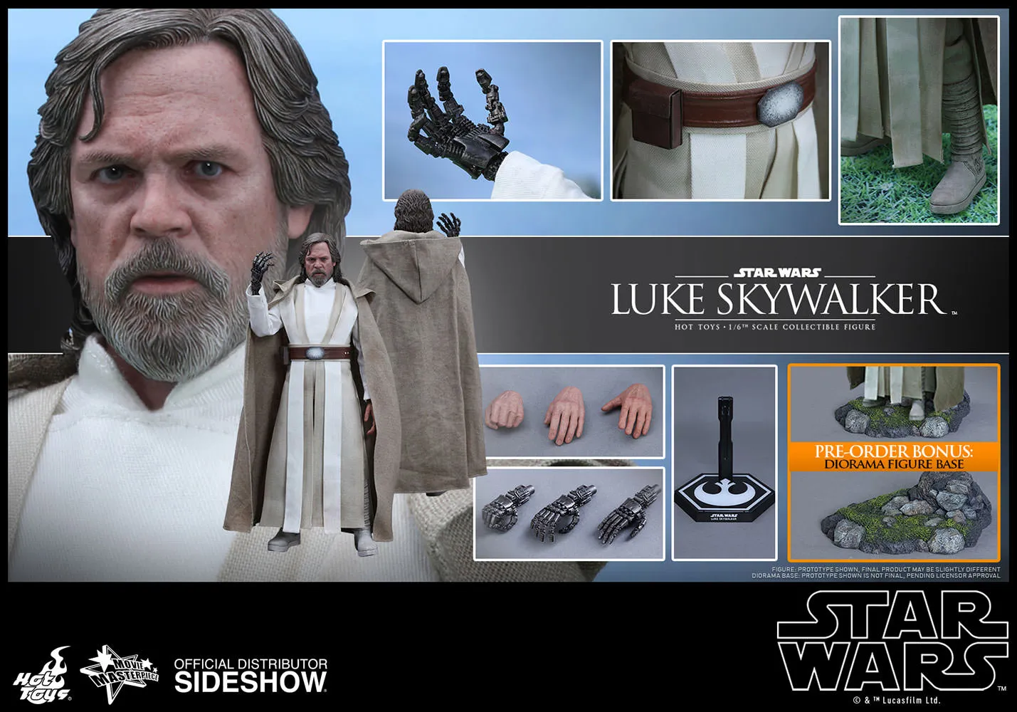 Hot Toys 1/6 Star Wars The Force Awakens Luke Skywalker Scale Figure MMS390