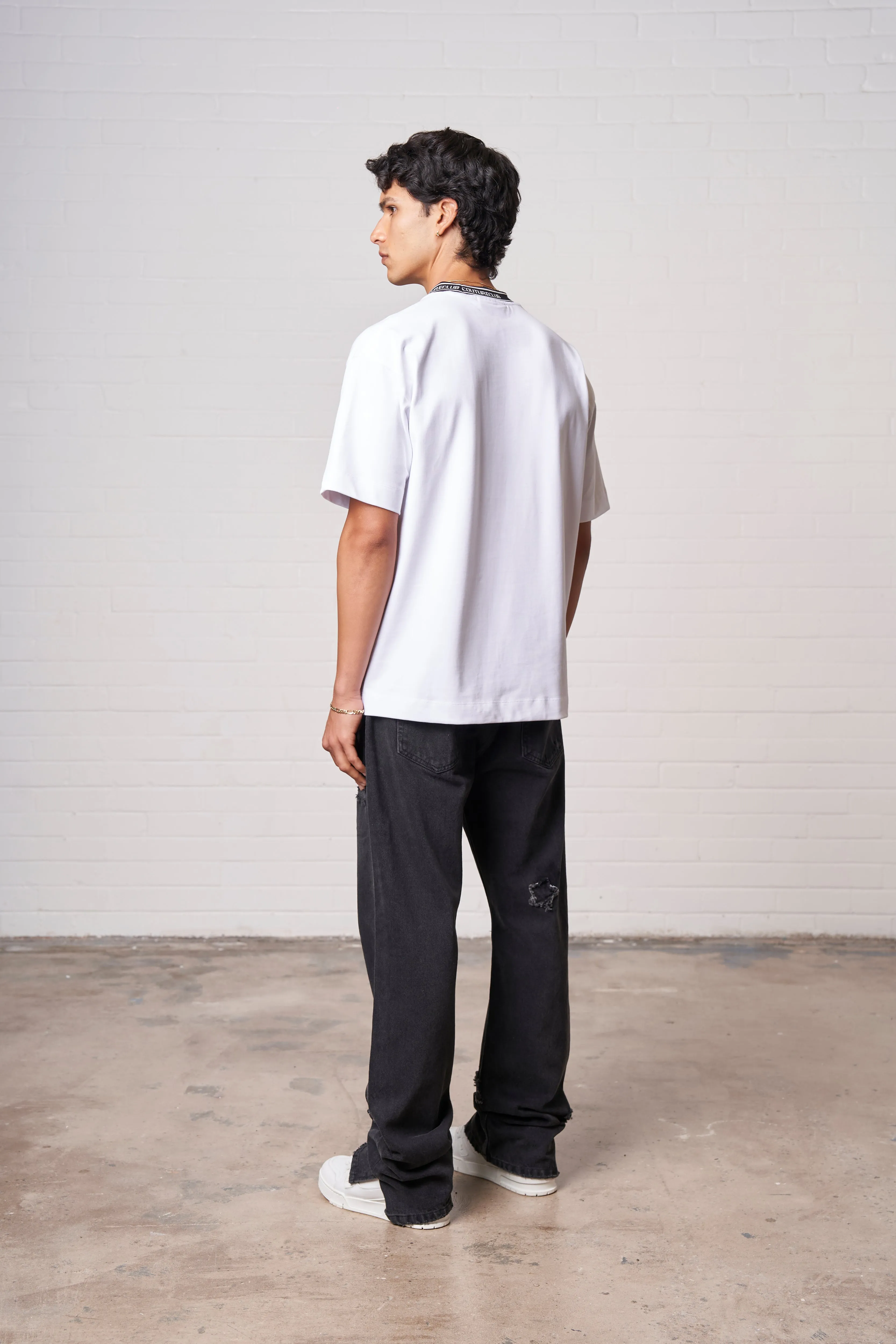 JACQUARD COLLAR T-SHIRT - WHITE