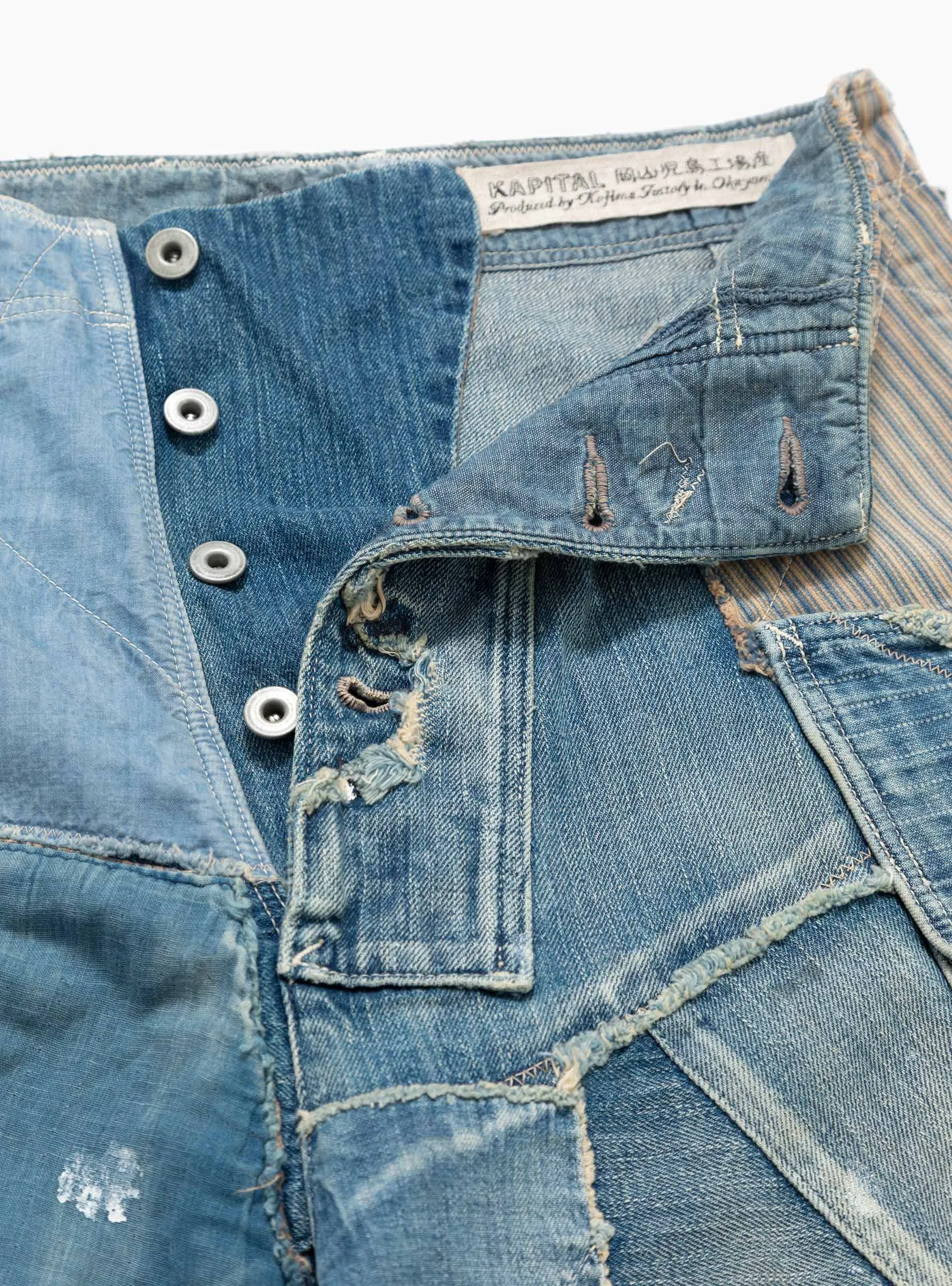 Kapital Patchwork Denim Shorts