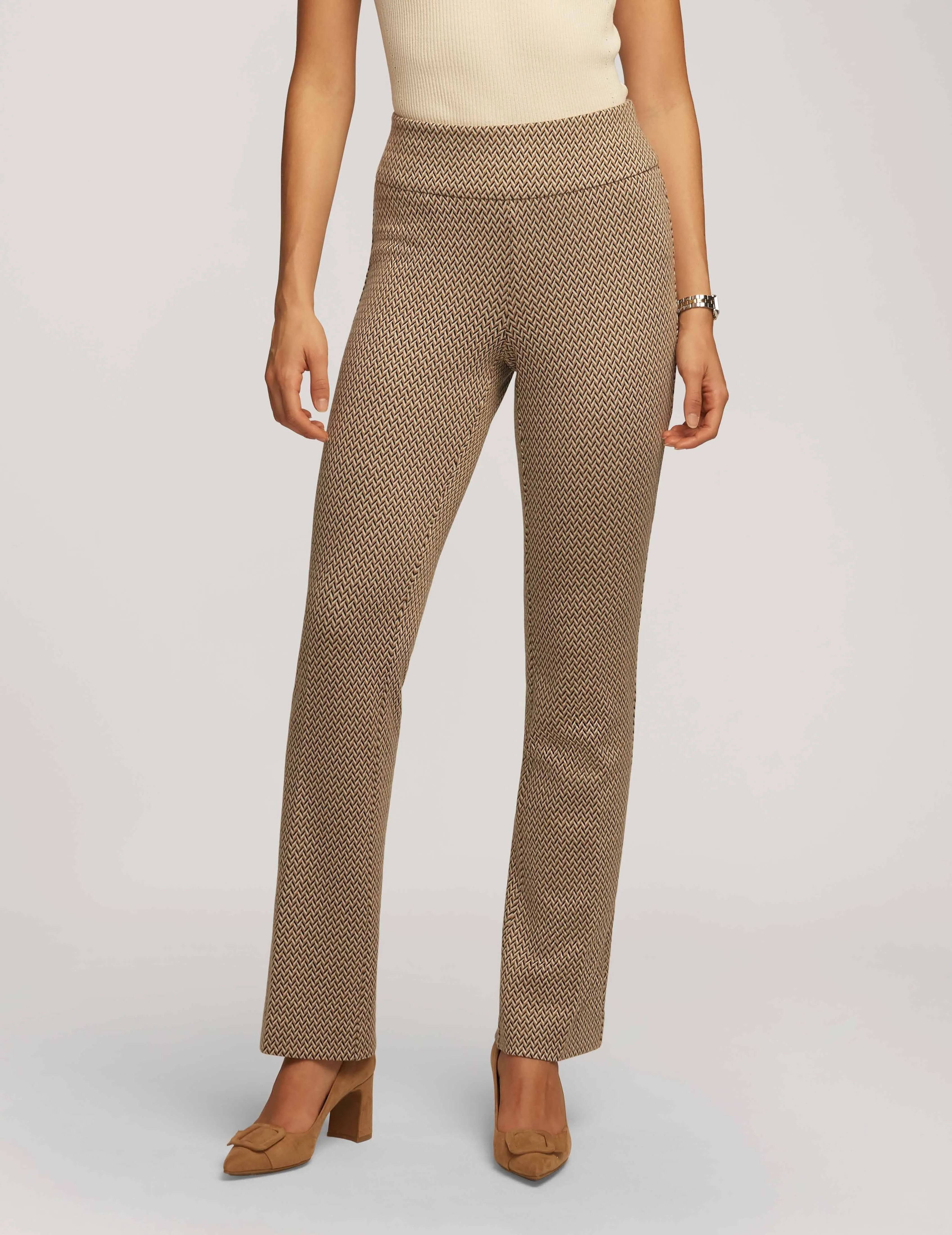 Knit Chevron High Rise Pull On Boot Leg Pant- Sale