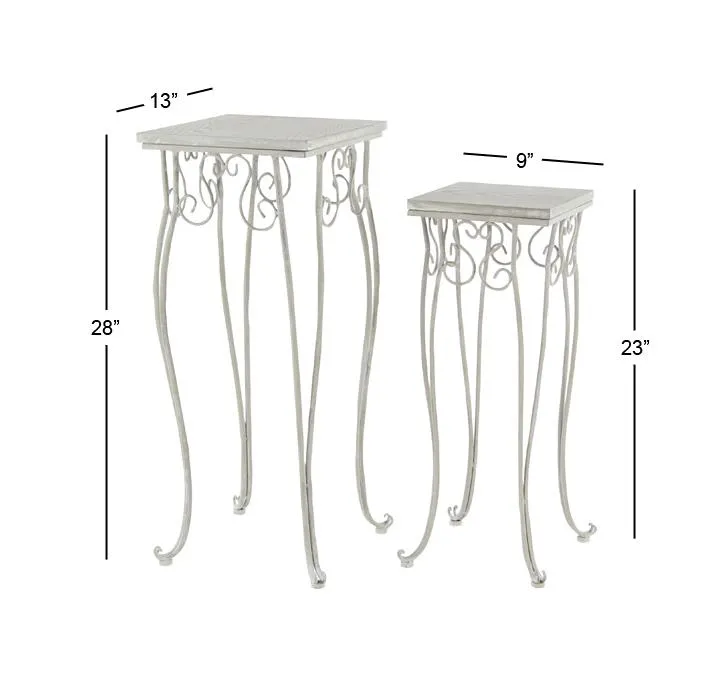 LARGE TRADITIONAL WHITE WOOD AND METAL TRICYCLE PLANT STANDS