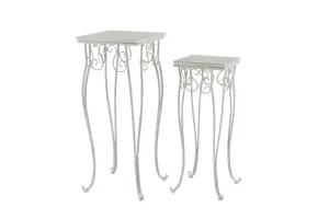 LARGE TRADITIONAL WHITE WOOD AND METAL TRICYCLE PLANT STANDS