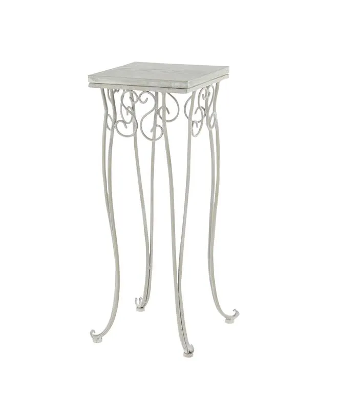 LARGE TRADITIONAL WHITE WOOD AND METAL TRICYCLE PLANT STANDS