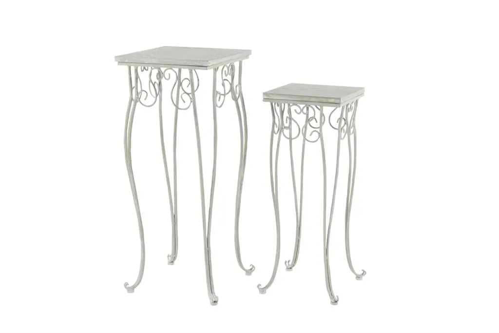 LARGE TRADITIONAL WHITE WOOD AND METAL TRICYCLE PLANT STANDS