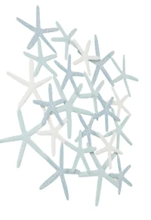 LIGHT BLUE METAL STARFISH OVERLAPPING WALL DECOR, 32" X 1" X 32"