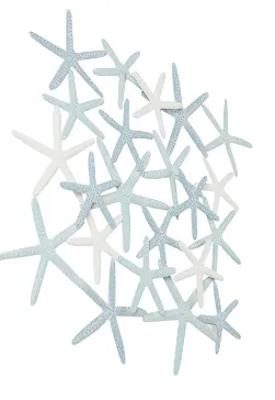 LIGHT BLUE METAL STARFISH OVERLAPPING WALL DECOR, 32" X 1" X 32"