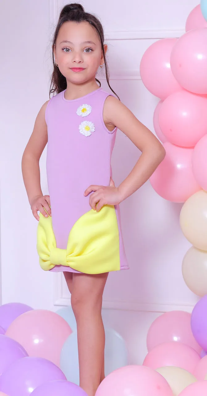 Lilac Fiona Sleeveless Bow Dress