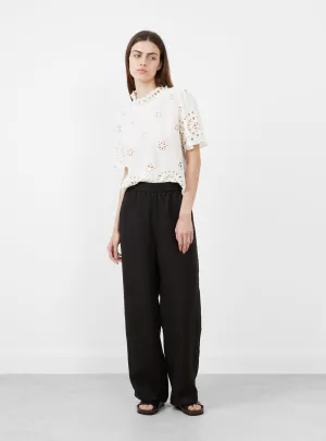 Linen Pants with Lace Black
