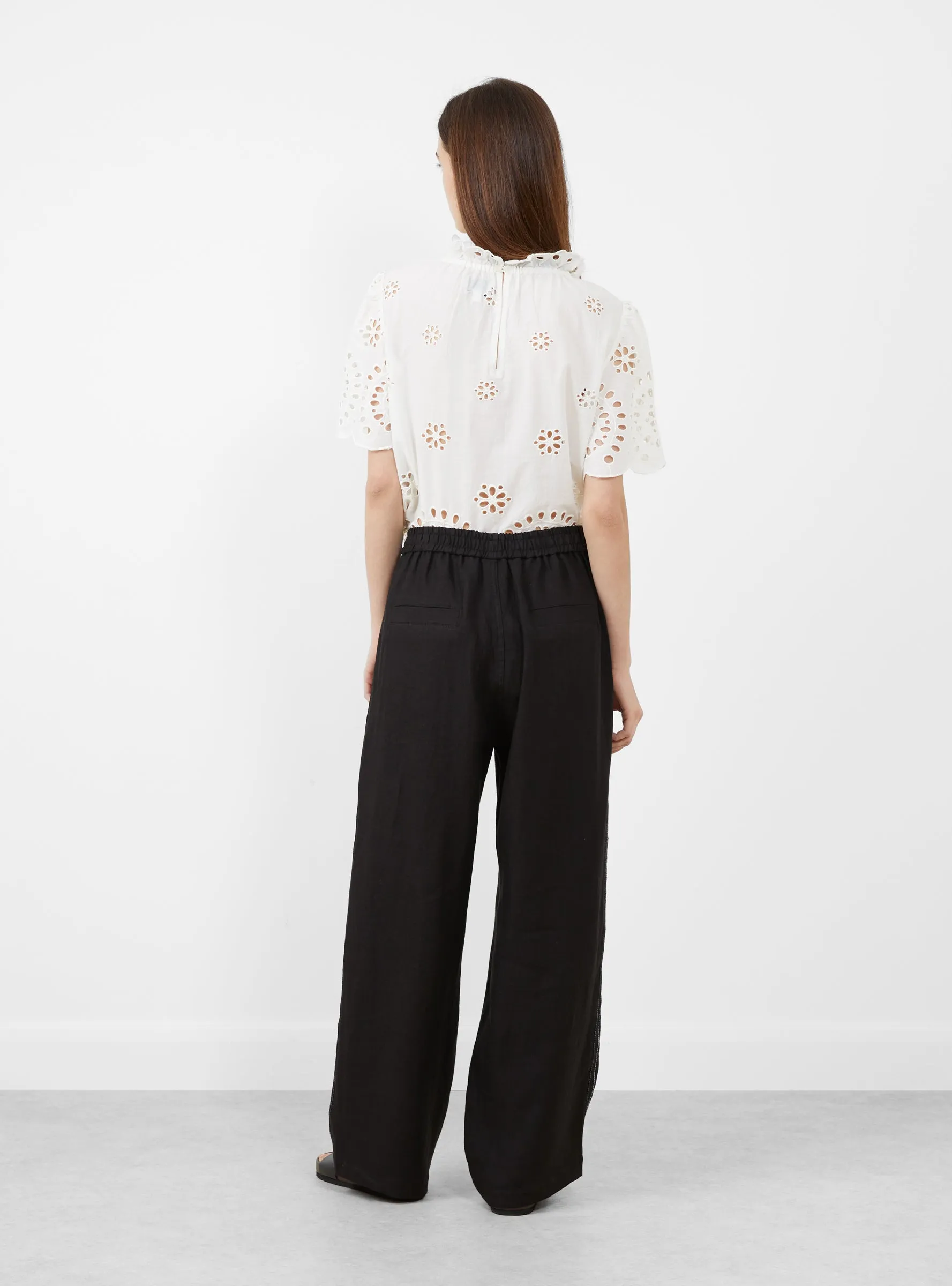 Linen Pants with Lace Black