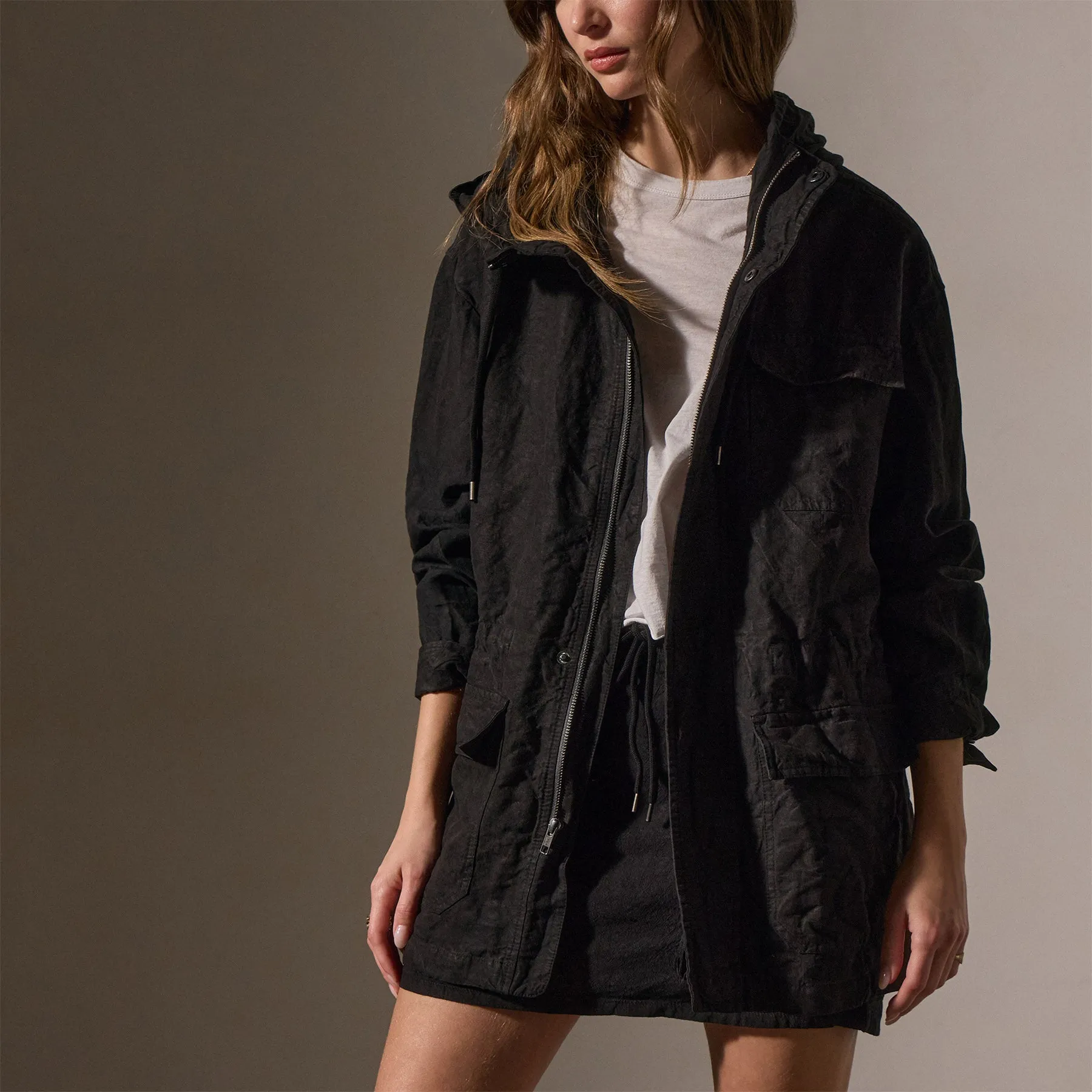 Linen Parka - Black