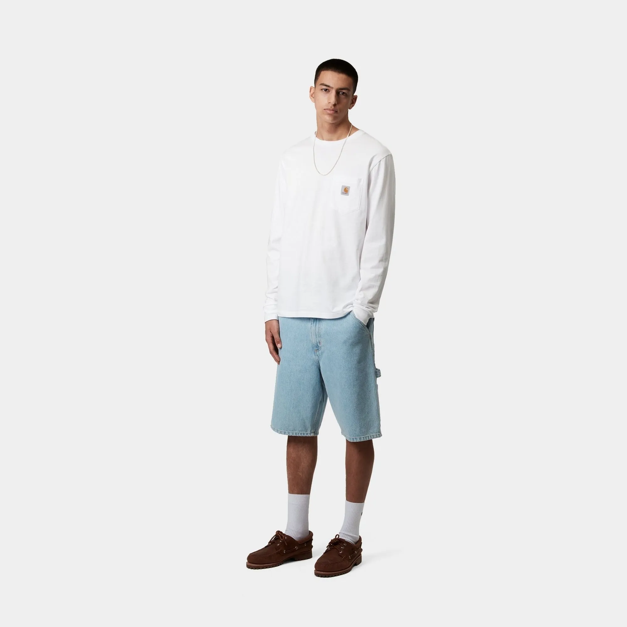 Long Sleeve Pocket T-Shirt | White