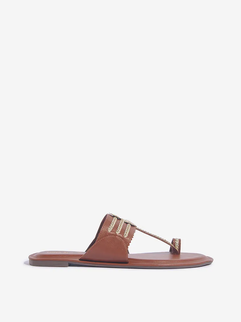 LUNA BLU Tan Kolhapuri Sandals