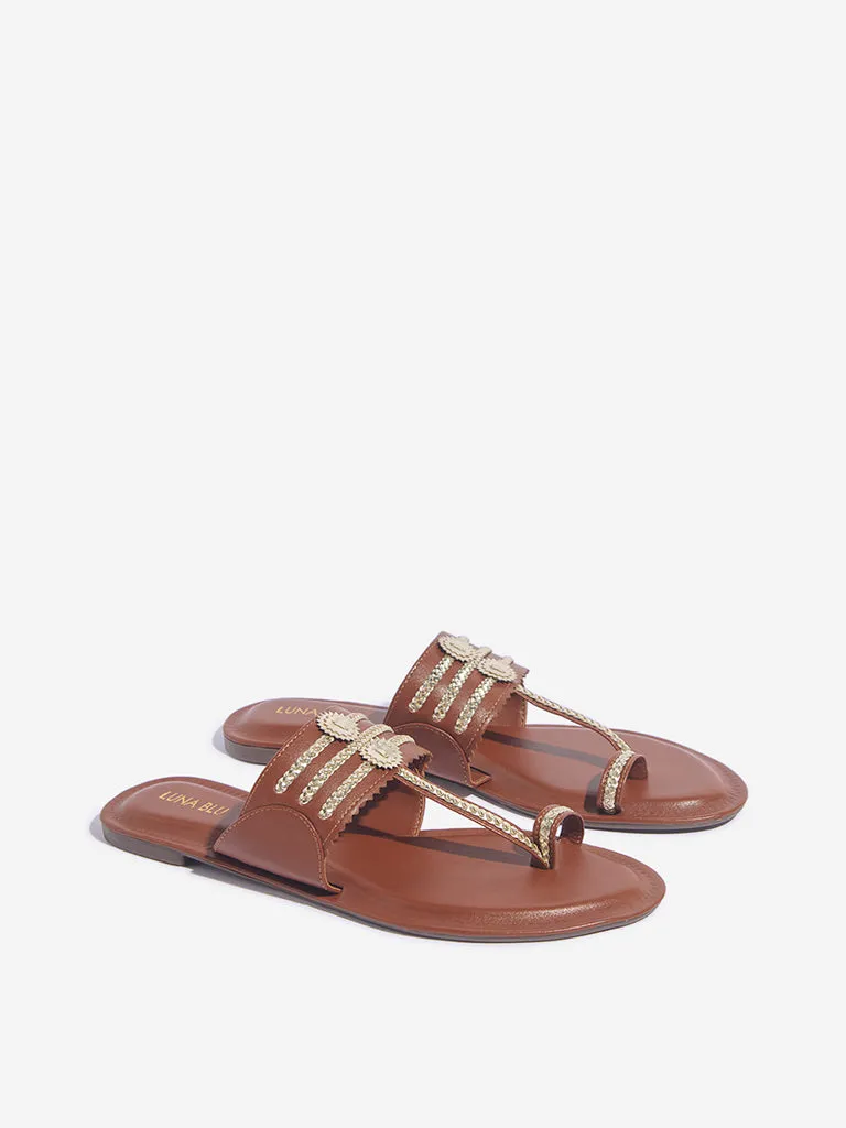 LUNA BLU Tan Kolhapuri Sandals